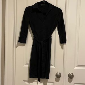 Black collared button up dress